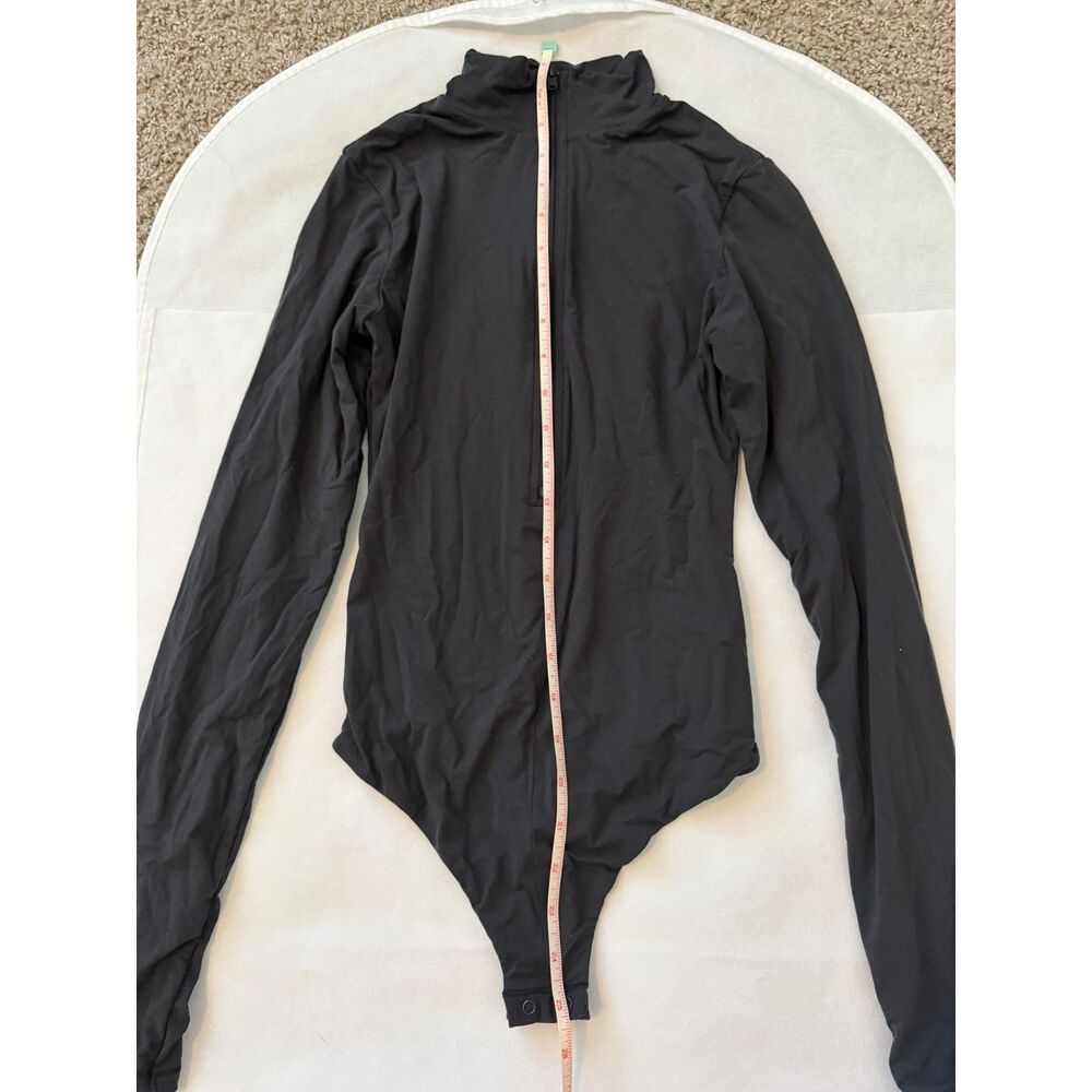 SKIMS Fits Everybody Zip Front Bodysuit Onyx Black Womens Size S Small
